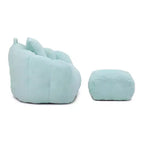 Poltrona Sacco Gigante con Poggiapiedi, Oversize per Adulti e Bambini, a Forma di Conchiglia in Ecopelliccia