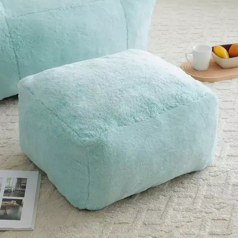 Poltrona Sacco Gigante con Poggiapiedi, Oversize per Adulti e Bambini, a Forma di Conchiglia in Ecopelliccia
