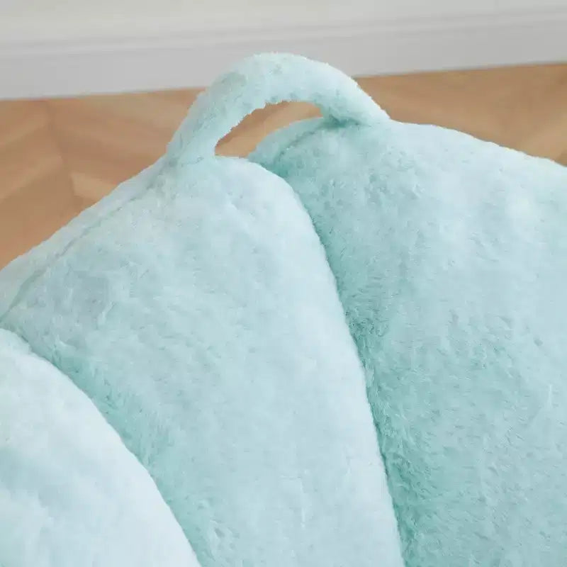 Poltrona Sacco Gigante con Poggiapiedi, Oversize per Adulti e Bambini, a Forma di Conchiglia in Ecopelliccia
