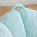Poltrona Sacco Gigante con Poggiapiedi, Oversize per Adulti e Bambini, a Forma di Conchiglia in Ecopelliccia
