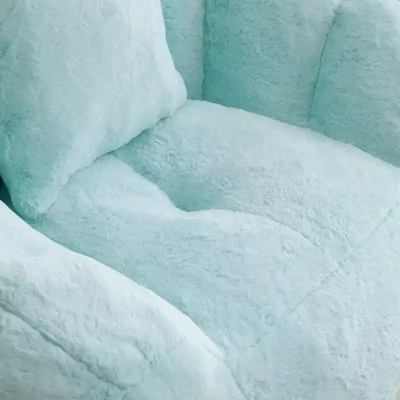 Poltrona Sacco Gigante con Poggiapiedi, Oversize per Adulti e Bambini, a Forma di Conchiglia in Ecopelliccia