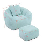 Poltrona Sacco Gigante con Poggiapiedi, Oversize per Adulti e Bambini, a Forma di Conchiglia in Ecopelliccia