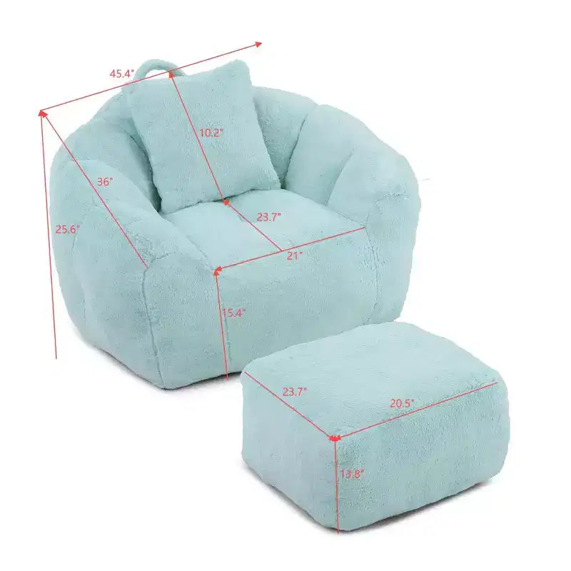 Poltrona Sacco Gigante con Poggiapiedi, Oversize per Adulti e Bambini, a Forma di Conchiglia in Ecopelliccia