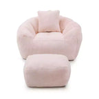 Poltrona Sacco Gigante con Poggiapiedi, Oversize per Adulti e Bambini, a Forma di Conchiglia in Ecopelliccia