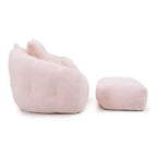 Poltrona Sacco Gigante con Poggiapiedi, Oversize per Adulti e Bambini, a Forma di Conchiglia in Ecopelliccia
