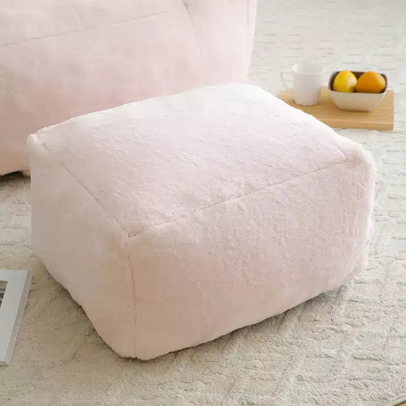Poltrona Sacco Gigante con Poggiapiedi, Oversize per Adulti e Bambini, a Forma di Conchiglia in Ecopelliccia