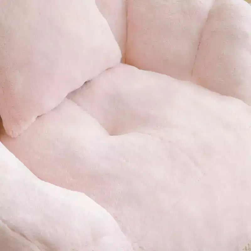 Poltrona Sacco Gigante con Poggiapiedi, Oversize per Adulti e Bambini, a Forma di Conchiglia in Ecopelliccia