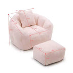 Poltrona Sacco Gigante con Poggiapiedi, Oversize per Adulti e Bambini, a Forma di Conchiglia in Ecopelliccia