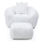 Poltrona Sacco Gigante con Poggiapiedi, Oversize per Adulti e Bambini, a Forma di Conchiglia in Ecopelliccia
