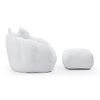 Poltrona Sacco Gigante con Poggiapiedi, Oversize per Adulti e Bambini, a Forma di Conchiglia in Ecopelliccia