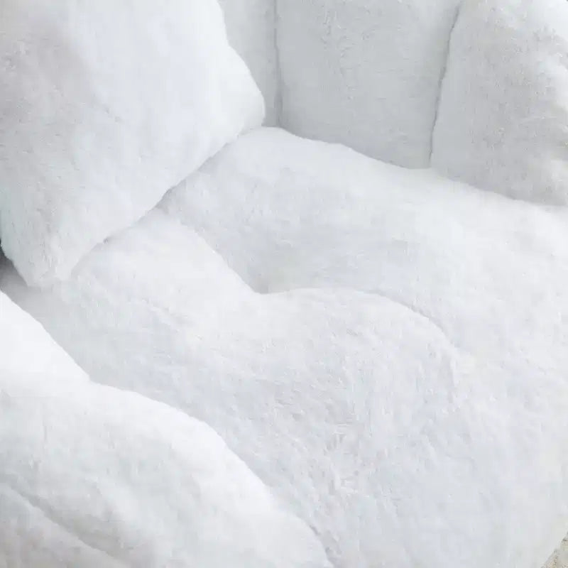 Poltrona Sacco Gigante con Poggiapiedi, Oversize per Adulti e Bambini, a Forma di Conchiglia in Ecopelliccia