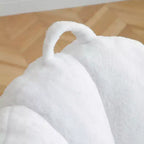 Poltrona Sacco Gigante con Poggiapiedi, Oversize per Adulti e Bambini, a Forma di Conchiglia in Ecopelliccia