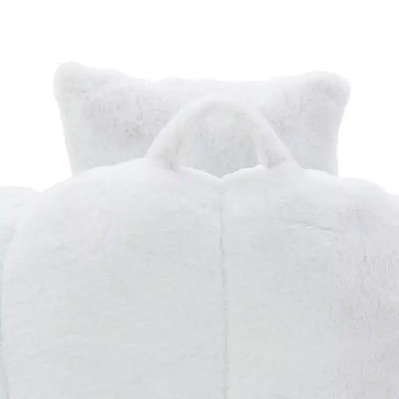 Poltrona Sacco Gigante con Poggiapiedi, Oversize per Adulti e Bambini, a Forma di Conchiglia in Ecopelliccia