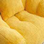 Poltrona Sacco Gigante con Poggiapiedi, Oversize per Adulti e Bambini, a Forma di Conchiglia in Ecopelliccia