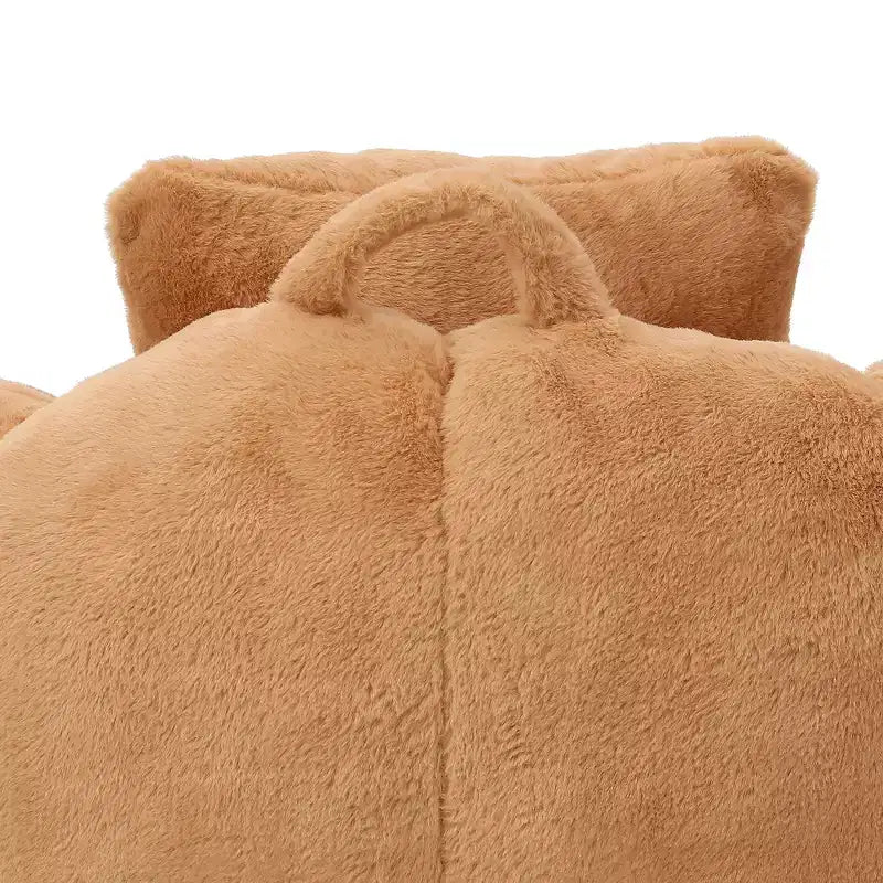 Poltrona Sacco Gigante con Poggiapiedi, Oversize per Adulti e Bambini, a Forma di Conchiglia in Ecopelliccia