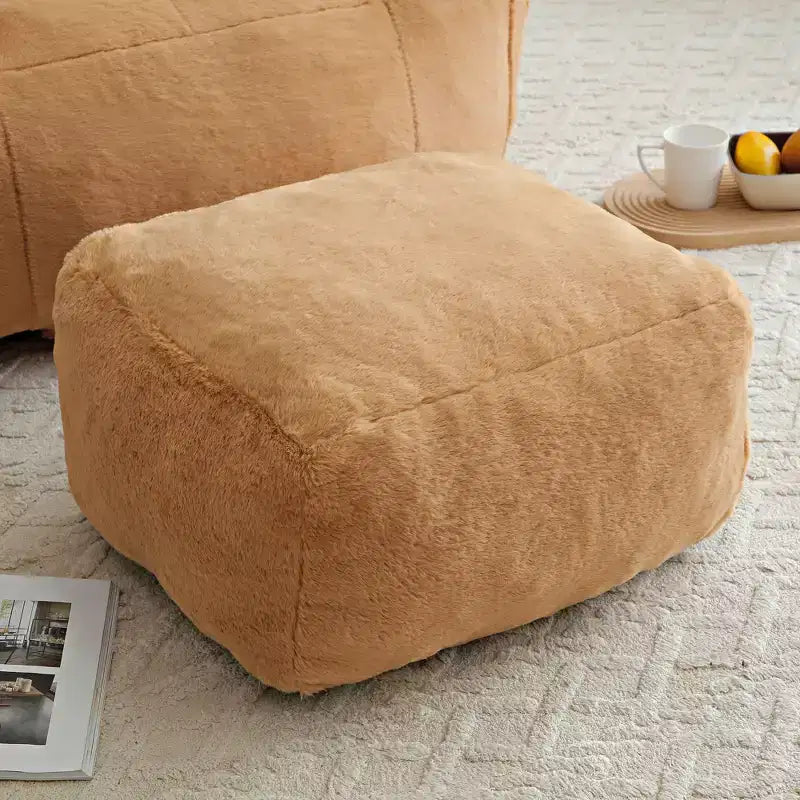 Poltrona Sacco Gigante con Poggiapiedi, Oversize per Adulti e Bambini, a Forma di Conchiglia in Ecopelliccia