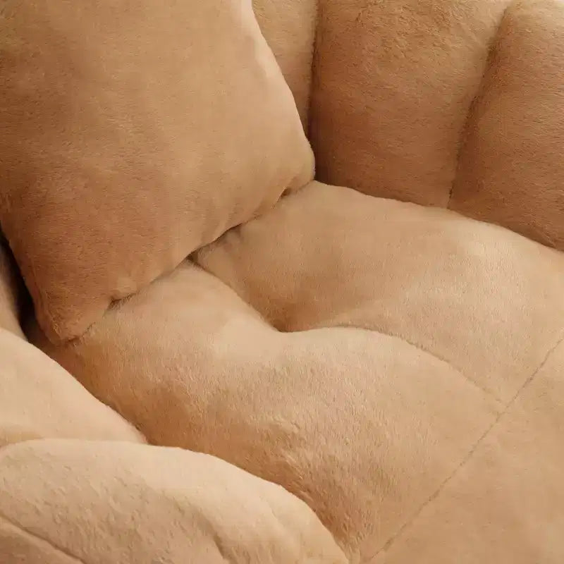 Poltrona Sacco Gigante con Poggiapiedi, Oversize per Adulti e Bambini, a Forma di Conchiglia in Ecopelliccia