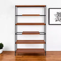 Libreria Etagere a sei ripiani in rovere, metallo nero e legno da 70 pollici