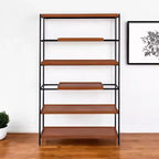 Libreria Etagere a sei ripiani in rovere, metallo nero e legno da 70 pollici