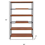 Libreria Etagere a sei ripiani in rovere, metallo nero e legno da 70 pollici