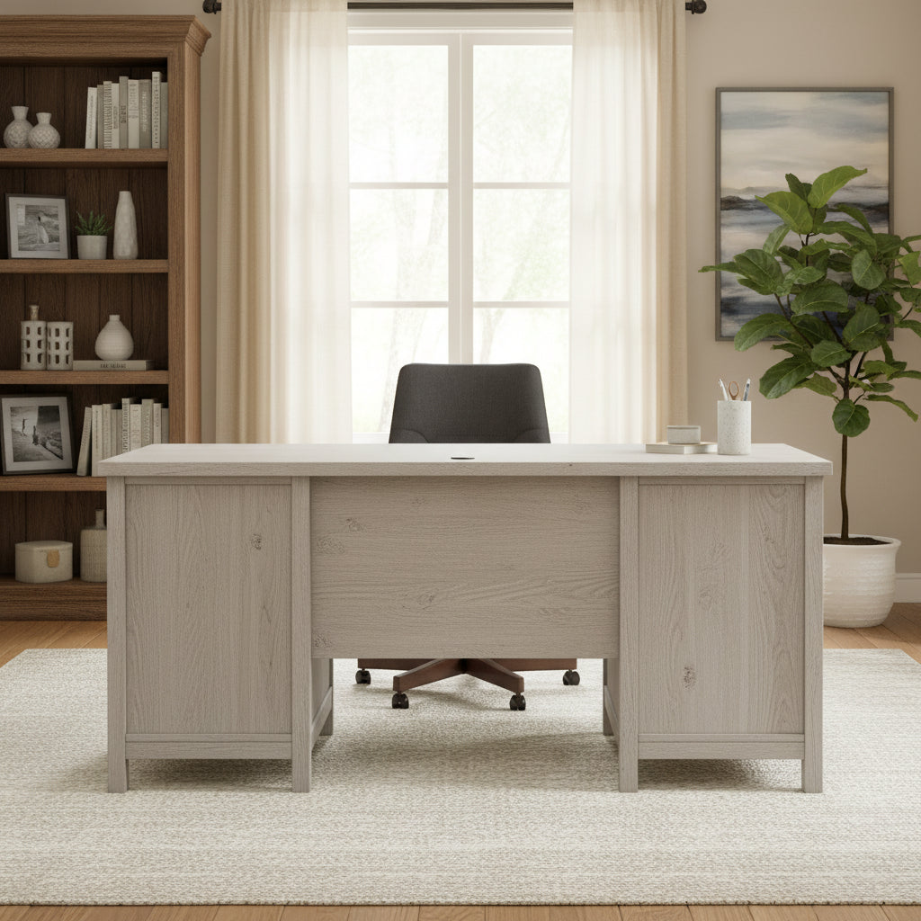 HomeStock 30 in.H Brown Color Wood Computer Desks with All Purpose Drawer