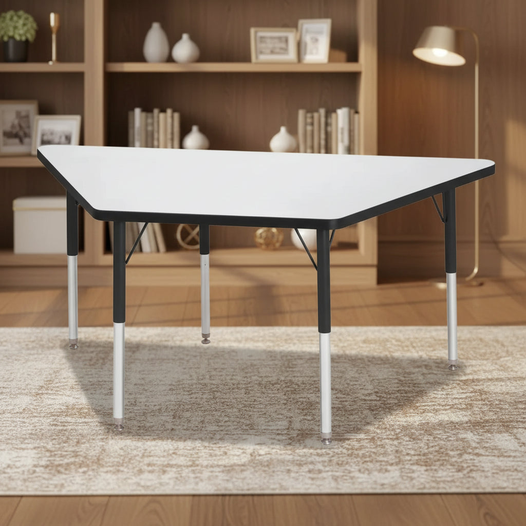 Jonti-Craft Berries Adult-Size Gray Laminate Trapezoid Table 30 x 60 in Black