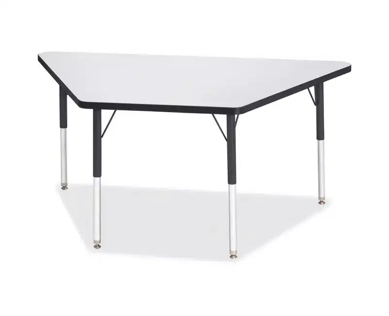 Tavolo trapezoidale laminato grigio per adulti 30 x 60 pollici Nero