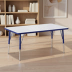 Jonti-Craft Berries Elementary Height Gray Top Rectangular Table (30 x 48) in Blue
