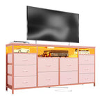 Cassettiera a 10 cassetti per TV da 75 pollici, comò largo 63 W, organizer multifunzionale per armadio, corridoio, soggiorno, rosa