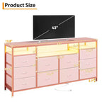 Cassettiera a 10 cassetti per TV da 75 pollici, comò largo 63 W, organizer multifunzionale per armadio, corridoio, soggiorno, rosa