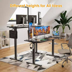 Scrivania Elettrica 55 x 24 con Altezza Regolabile, Piano Nero, Scrivania Computer per Casa o Ufficio con Pannello Giuntato