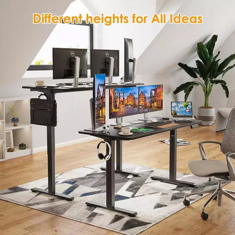 Scrivania Elettrica 55 x 24 con Altezza Regolabile, Piano Nero, Scrivania Computer per Casa o Ufficio con Pannello Giuntato