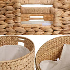 happimess Josie 18 Pouf contenitore moderno costiero in giacinto intessuto a mano con coperchio