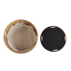 happimess Josie 18 Pouf contenitore moderno costiero in giacinto intessuto a mano con coperchio