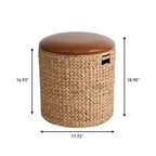happimess Josie 18 Pouf contenitore moderno costiero in giacinto intessuto a mano con coperchio