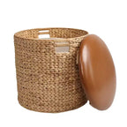 happimess Josie 18 Pouf contenitore moderno costiero in giacinto intessuto a mano con coperchio