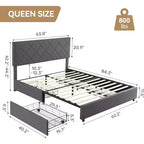 Letto matrimoniale Queen size - Testiera regolabile e contenitore