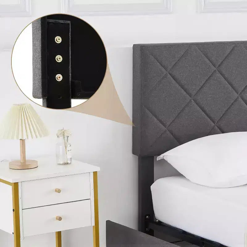 Letto matrimoniale Queen size - Testiera regolabile e contenitore