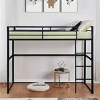 Letto a soppalco in metallo matrimoniale, Struttura letto a soppalco con sponde di sicurezza e scaletta piatta, Letto a soppalco singolo per bambini, ragazzi e adulti