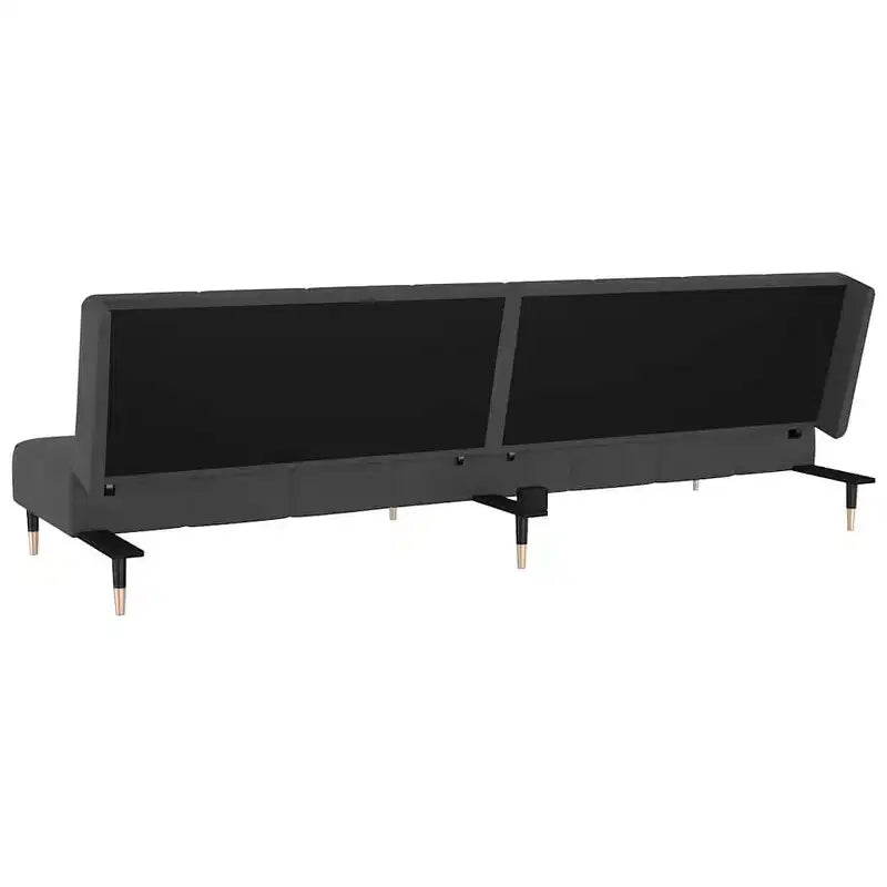 Divano Letto 2 Posti in Velluto Grigio Scuro - Divanetto Imbottito per Soggiorno/Taverna/Dormitorio con Struttura in Legno