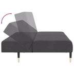 Divano Letto 2 Posti in Velluto Grigio Scuro - Divanetto Imbottito per Soggiorno/Taverna/Dormitorio con Struttura in Legno