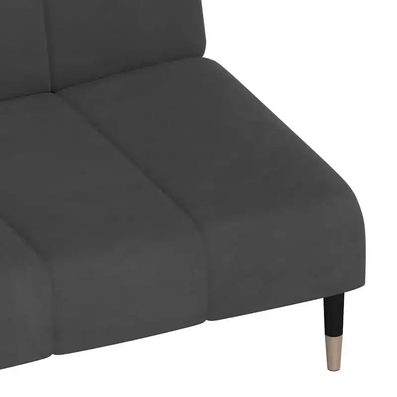 Divano Letto 2 Posti in Velluto Grigio Scuro - Divanetto Imbottito per Soggiorno/Taverna/Dormitorio con Struttura in Legno