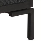 Mobile TV in Legno Massello con Due Ripiani e Ante, Telaio in Acciaio Verniciato a Polvere, Finitura Nera, Stile Industriale, Dimensioni: 45.3x11.8x18.1