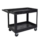 Stand Steady Tubstr Extra Large Two Shelf Utility Service Cart - Heavy-Duty Rolling Cart for Warehouse, School, & Office (Black, 45.5 x 24.5)
