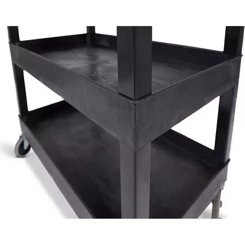 Carrello di servizio multiuso a due ripiani extra large - Carrello mobile per impieghi gravosi per magazzino, scuola e ufficio (nero, 45,5 x 24,5)