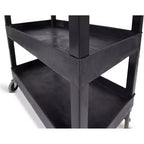 Carrello di servizio multiuso a due ripiani extra large - Carrello mobile per impieghi gravosi per magazzino, scuola e ufficio (nero, 45,5 x 24,5)
