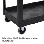 Carrello di servizio multiuso a due ripiani extra large - Carrello mobile per impieghi gravosi per magazzino, scuola e ufficio (nero, 45,5 x 24,5)