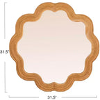 Specchio da parete con cornice in rattan smerlata