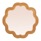 Specchio da parete con cornice in rattan smerlata