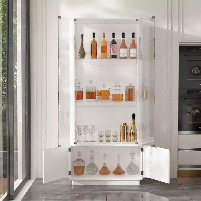 Rocce per bicchieri da whisky/vino moderne, vetrinetta, mensola espositiva per liquori, illuminazione a LED, alta da terra per bar di casa e soggiorno